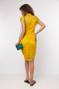 VESTIDO ENCAJE AMARILLO